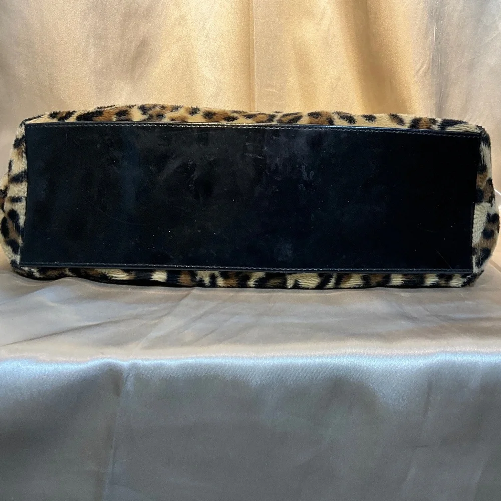 Lux de Ville Leopard Print Satchel with Black Bow and Black Handles